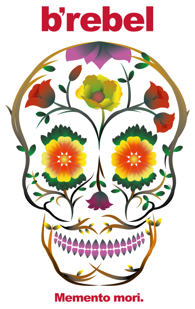 Camiseta B´rebel, Memento mori, catrina, calavera flores de colores